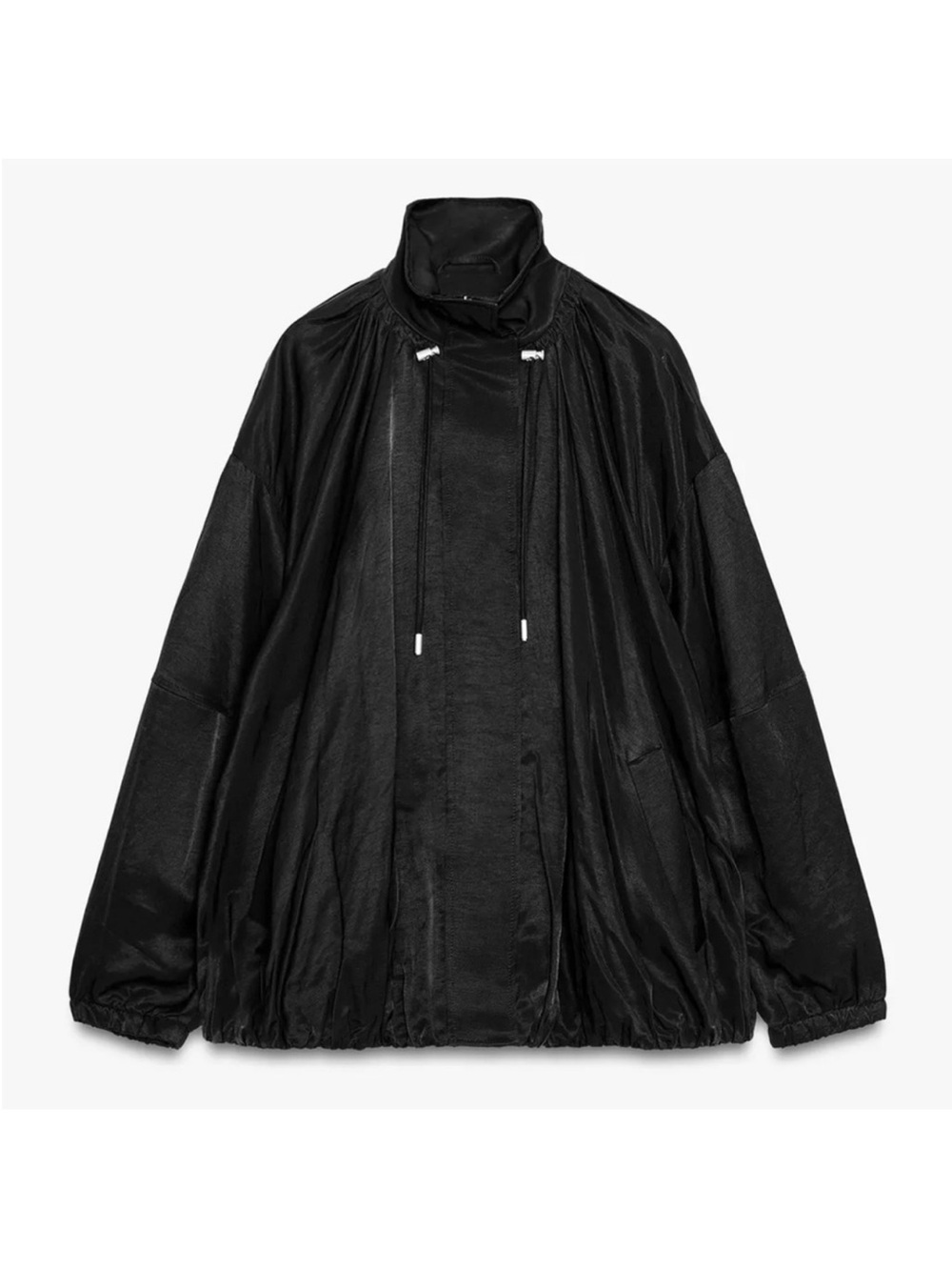 Black High-Neck Drawstring Jacket - Women Zara - Picture 4 of 5
